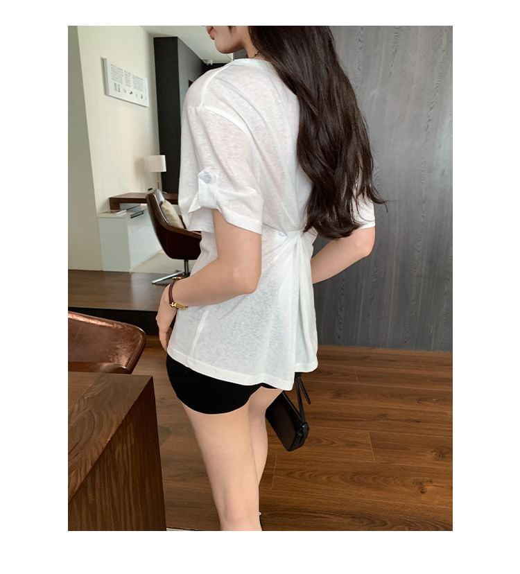 U-Neck Short Sleeve Solid Basic Top