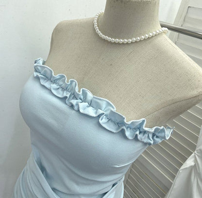 Ruffle Asymmetrical Padded Tube Top