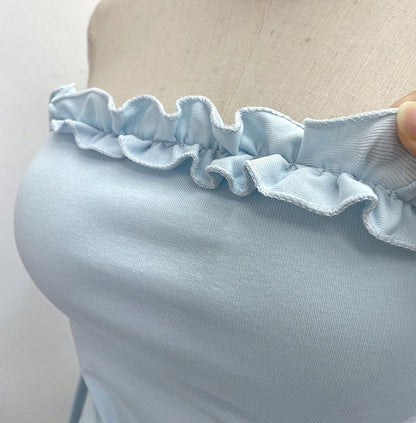 Ruffle Asymmetrical Padded Tube Top