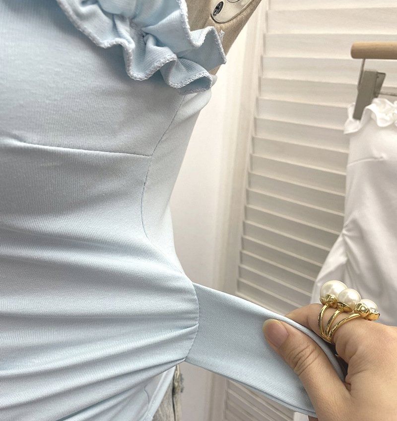 Ruffle Asymmetrical Padded Tube Top