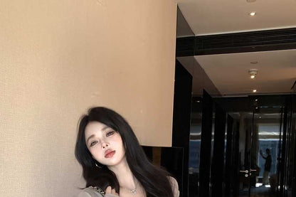 V-Neck Long Sleeve Cutout Tie Front Crop Top
