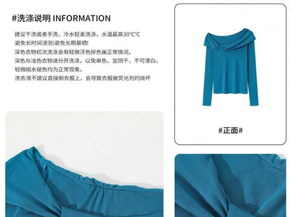 Off-Shoulder Long Sleeve Slim Fit Tee