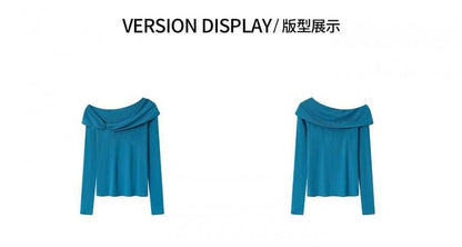 Off-Shoulder Long Sleeve Slim Fit Tee