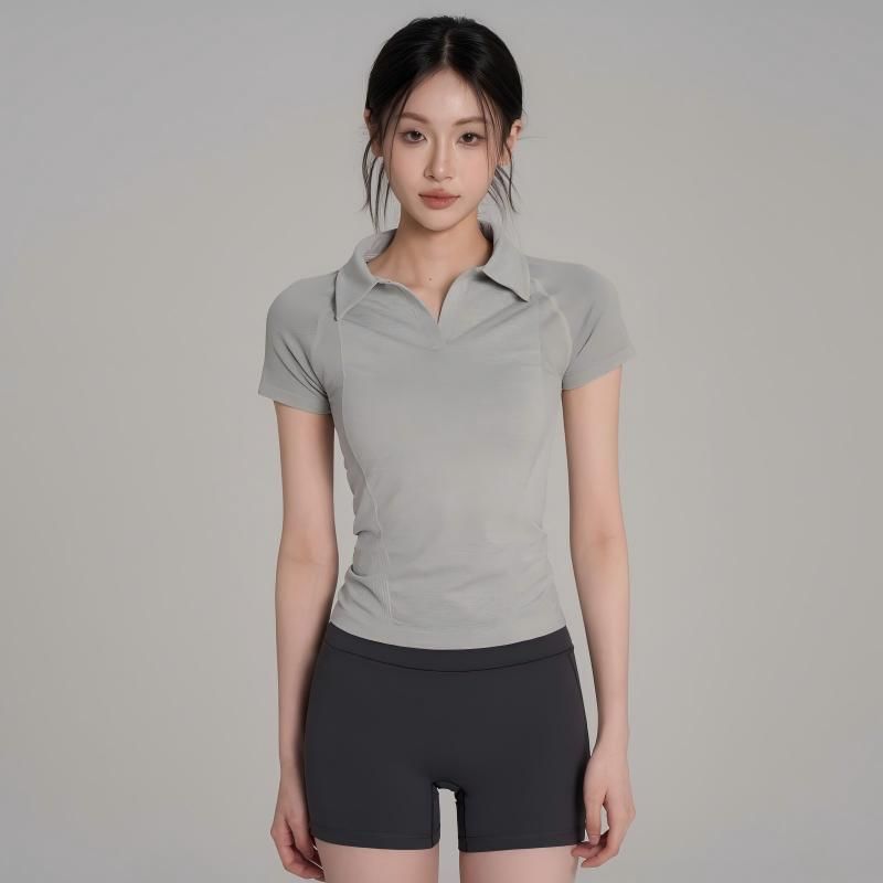 Short Sleeve Open Placket Plain Polo Shirt