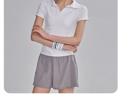 Short Sleeve Open Placket Plain Polo Shirt