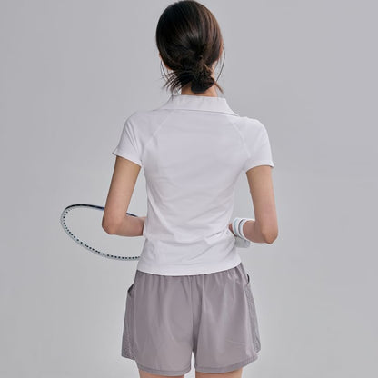 Short Sleeve Open Placket Plain Polo Shirt