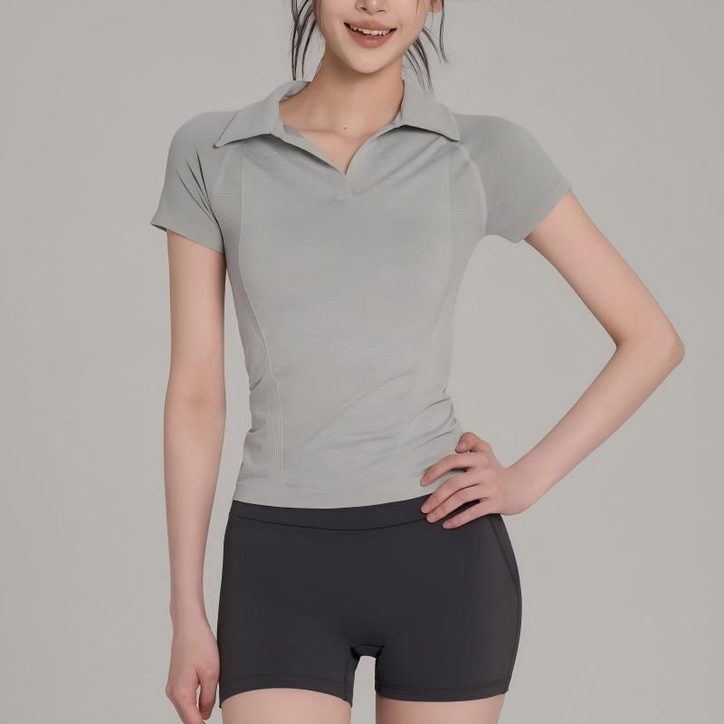 Short Sleeve Open Placket Plain Polo Shirt
