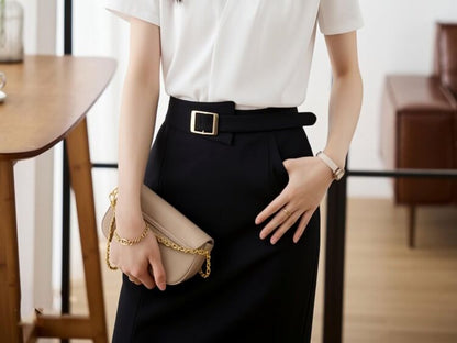 V-Neck Short Sleeve Essential Blouse
