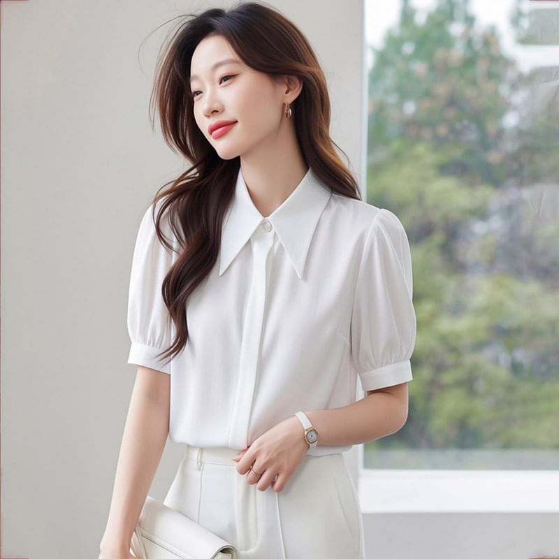Button-Up Short Sleeve Classic Shirt