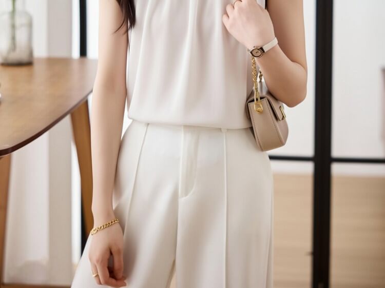 Sleeveless Crewneck Basic Blouse