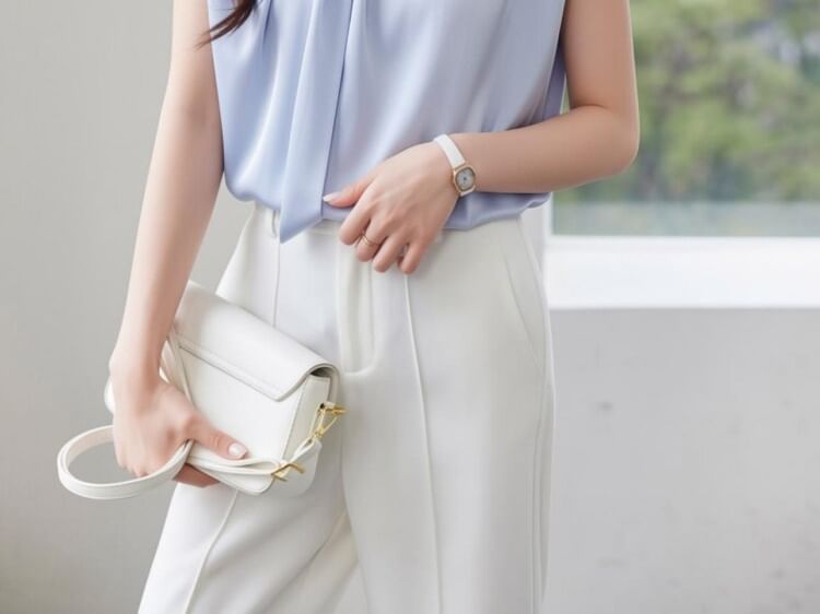 Tie Neck Cap Sleeve Simple Blouse