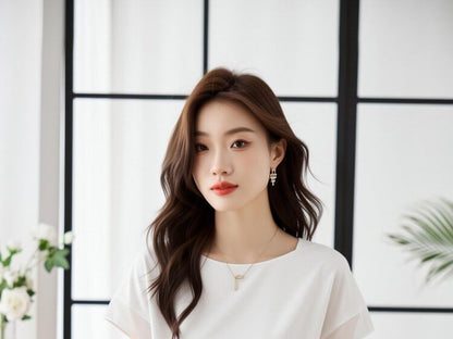 Chiffon Crewneck Short Sleeve Blouse