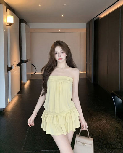 Set: Plain Tube Top + Mini A-Line Skirt
