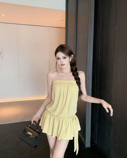 Set: Plain Tube Top + Mini A-Line Skirt