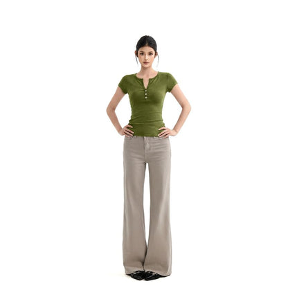 Notch Neck Slim Fit T-Shirt Short Sleeve