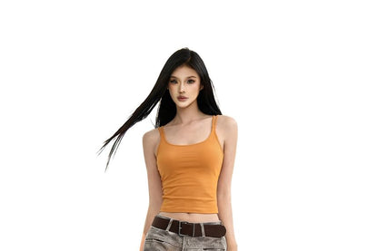 Crop Camisole Top with Scoop Neck