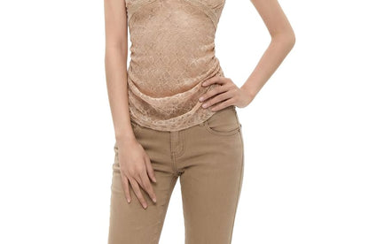 Ruched Lace Crop Camisole Top V-Neck Slim