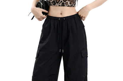Mock Neck Leopard Print Crop T-Shirt Short Sleeve