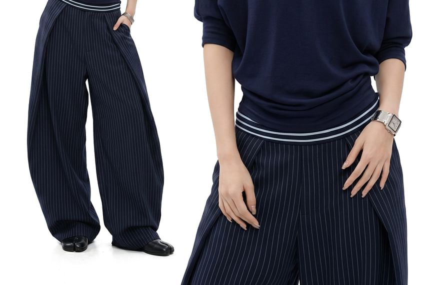 Halter Neck Striped Top Set with T-Shirt