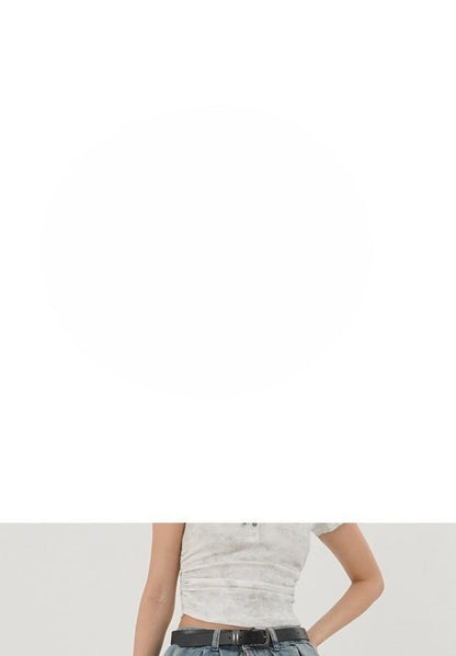 Mid Rise Washed Skirt Overlay Baggy Jeans