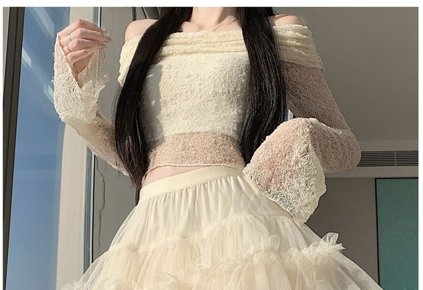 High Waist Plain Ruffle Tiered Mesh Mini A-Line Skirt
