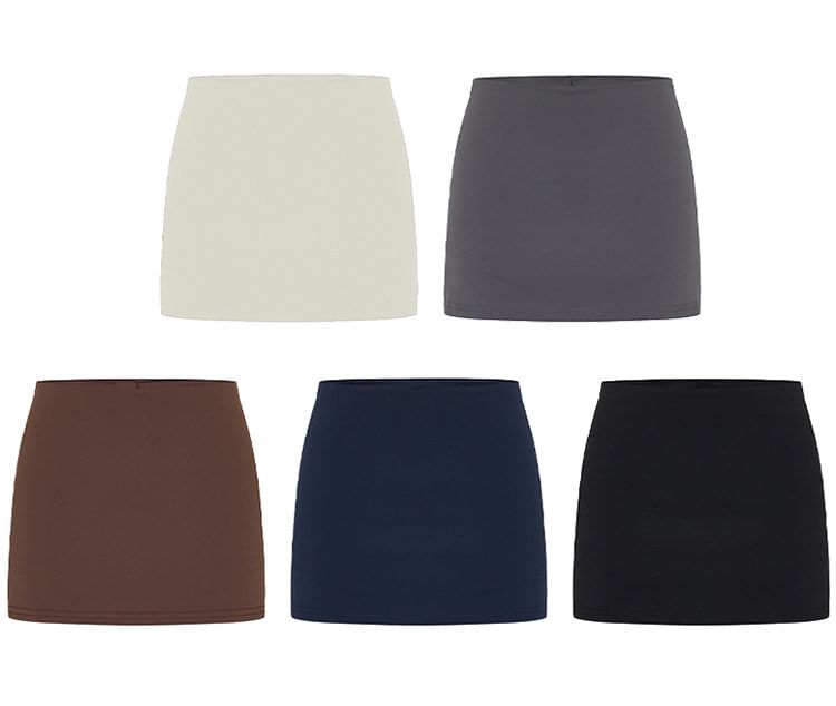 Low Waist Plain Mini Skirt