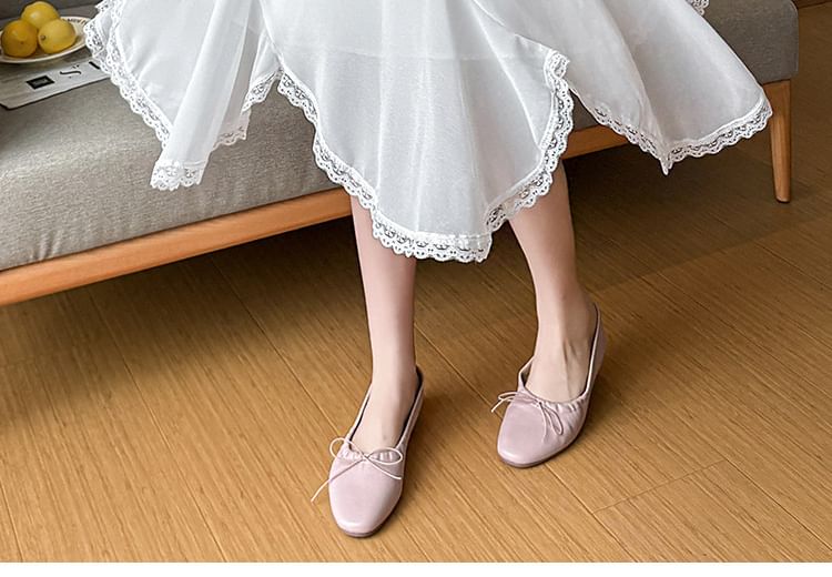 High Waist Plain Asymmetrical Lace Trim Midi A-Line Skirt