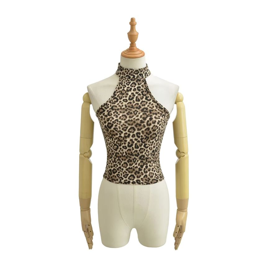 Leopard Print Halter Camisole Top