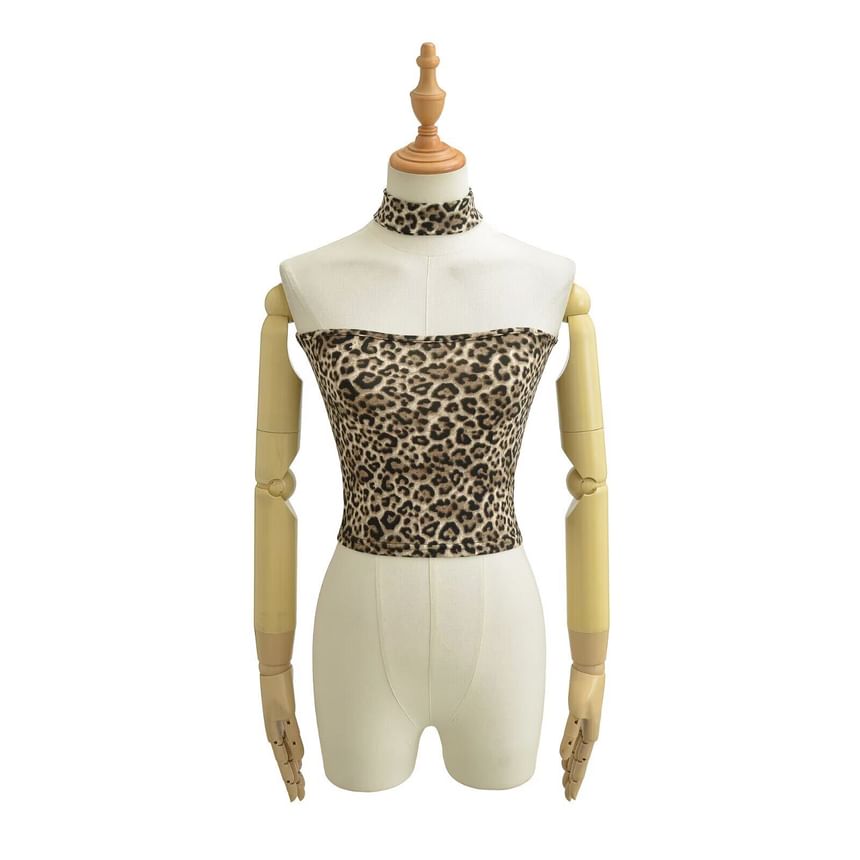Leopard Print Halter Camisole Top