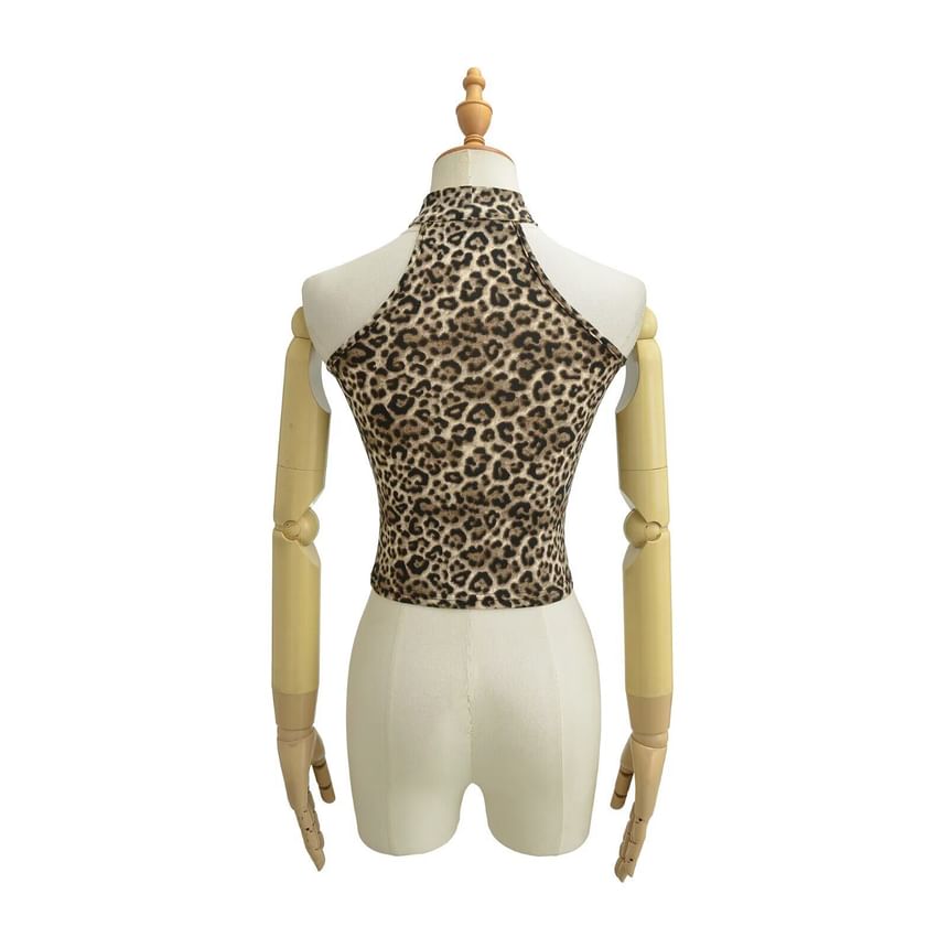 Leopard Print Halter Camisole Top
