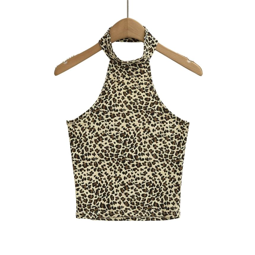 Leopard Print Halter Camisole Top