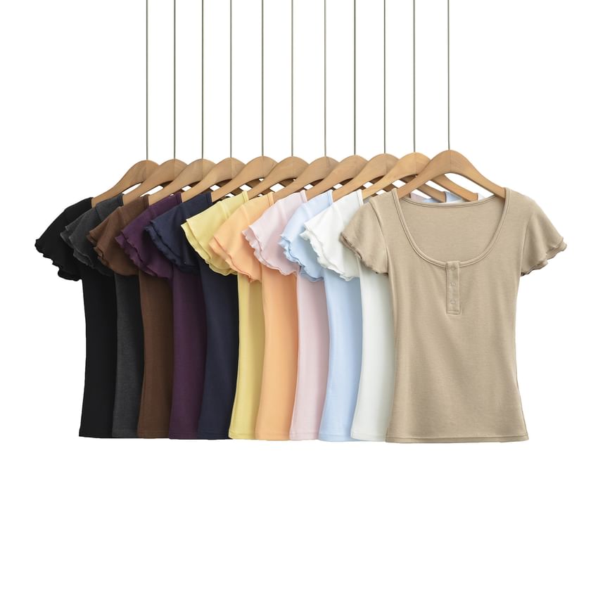 Scoop Neck Henley Tee