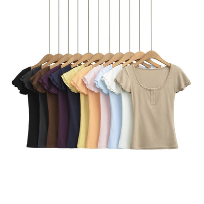 Scoop Neck Henley Tee