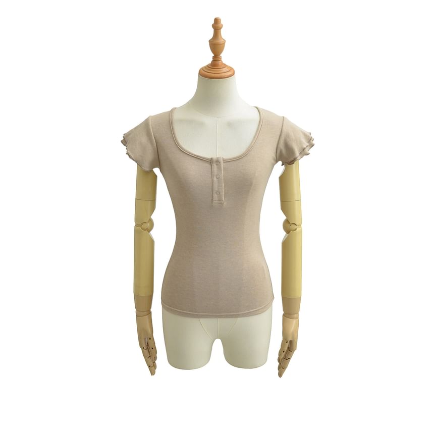 Scoop Neck Henley Tee