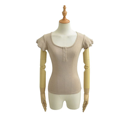 Scoop Neck Henley Tee