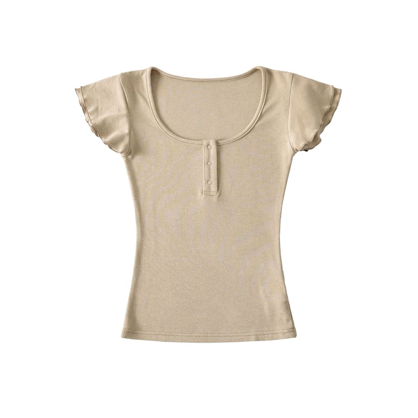 Scoop Neck Henley Tee