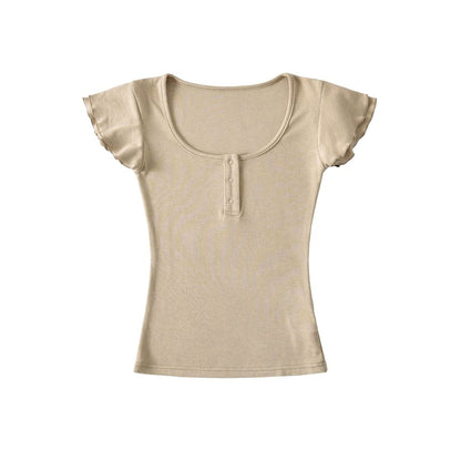 Scoop Neck Henley Tee