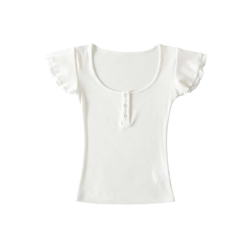 Scoop Neck Henley Tee