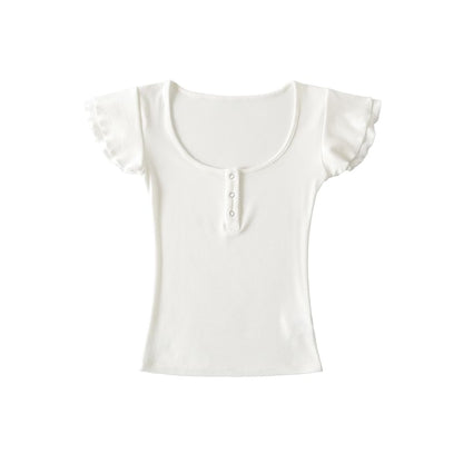 Scoop Neck Henley Tee