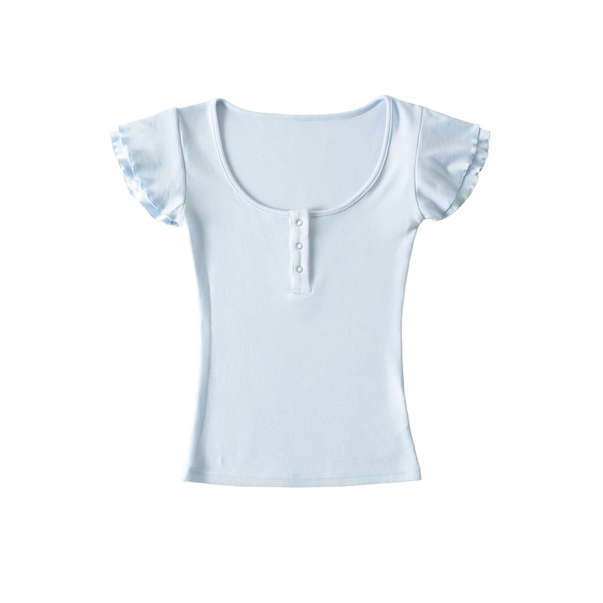 Scoop Neck Henley Tee