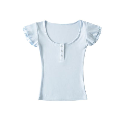 Scoop Neck Henley Tee