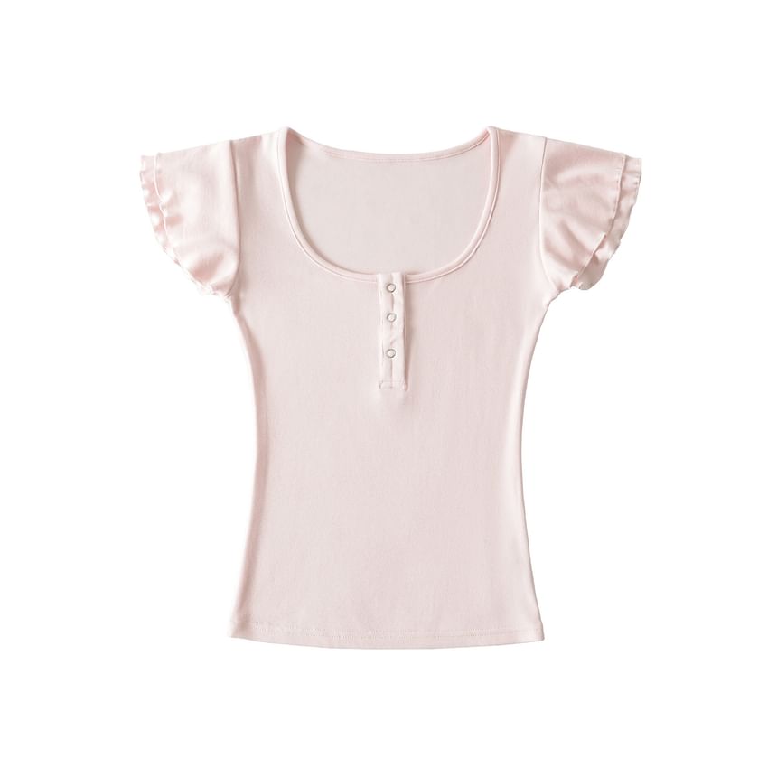 Scoop Neck Henley Tee