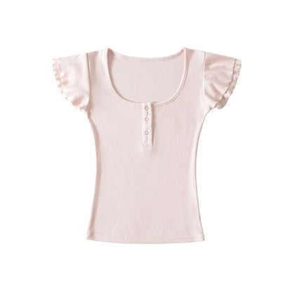 Scoop Neck Henley Tee