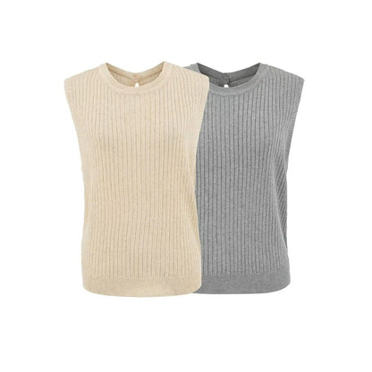 Ribbed Knit Round Neck Top