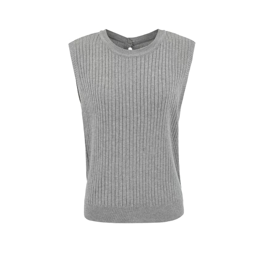 Ribbed Knit Round Neck Top