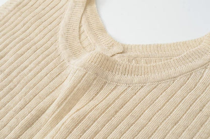 Ribbed Knit Round Neck Top