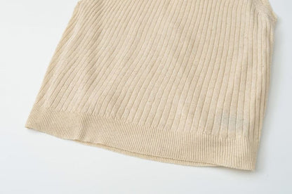 Ribbed Knit Round Neck Top