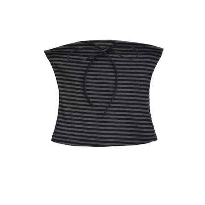 Striped Sleeveless Crop Tube Top