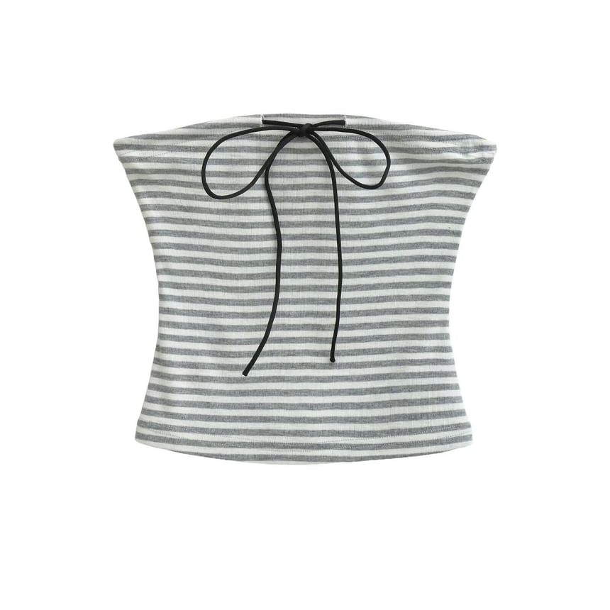 Striped Sleeveless Crop Tube Top