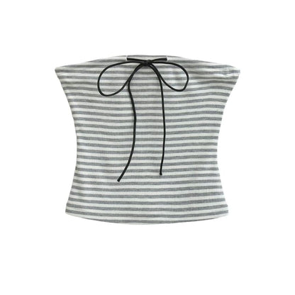 Striped Sleeveless Crop Tube Top